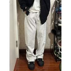 hiphop三条杠裤子男春秋运动直筒垂感宽松阔腿卫裤-STGWK53-P45，男装休闲裤，星座1007（原301D）