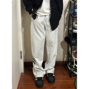 hiphop三条杠裤子男春秋运动直筒垂感宽松阔腿卫裤-STGWK53-P45图片