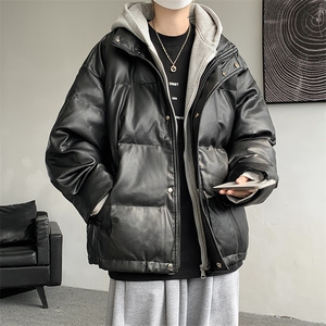 8XL-M 高品质！！特大码羽绒服假两件皮棉袄连帽羽绒服YRFC02P190图片