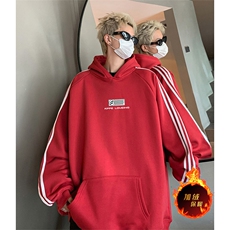 抖音得物供货提供视频秋冬重磅美式宽松织带连帽卫衣0621，男装卫衣，电商A486