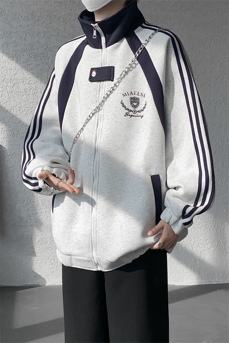 WY10190-特P60420g重磅-高品质-条纹设计感大码保暖卫衣外套男,男装棉衣,电商A059