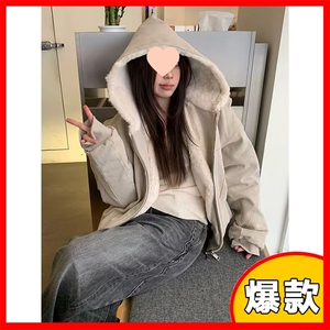 网图 美式扎染连帽座山雕PU皮棉衣男女加厚外套310A-MY009-P80图片