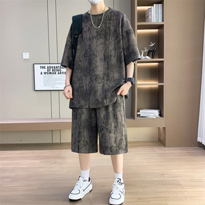 夏季港风套装男宽松扎染满天星短袖T恤短裤套装TZ6629-P55图片