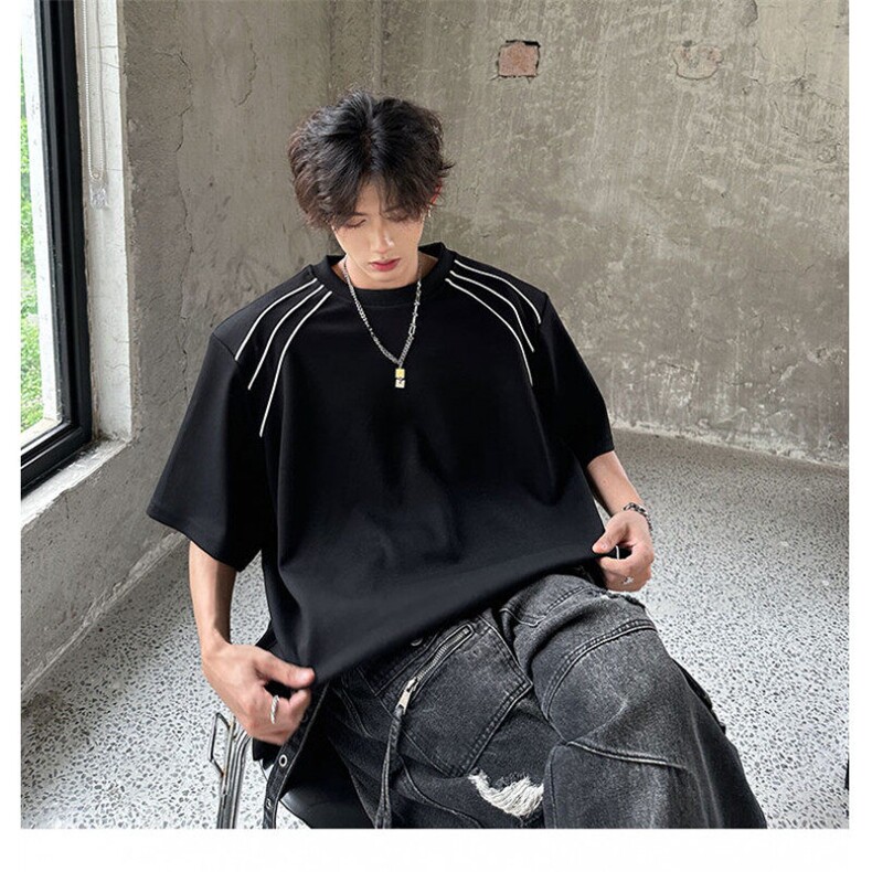 DW56-P40重磅短袖T恤男夏季新款设计感宽松半袖上衣-网图现货,男装T恤,星座603-2