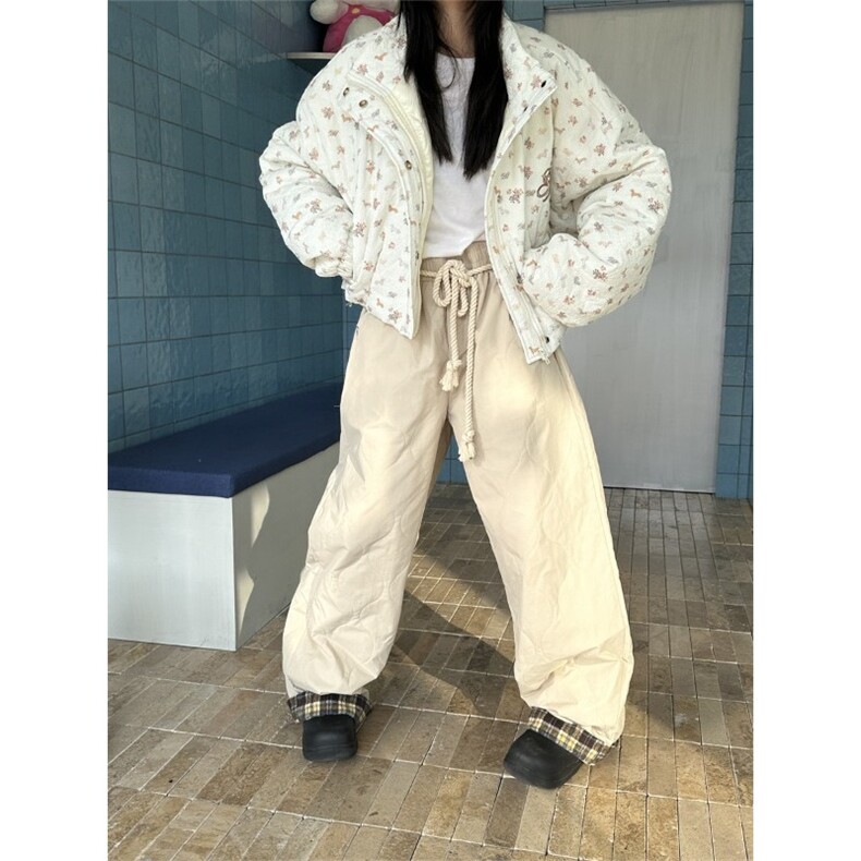 美式复古独立设计秋冬菱格棉裤男女宽松潮流百搭休闲裤K6803-P53,男装棉裤,星座412-3