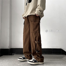 春装美式复古休闲裤金属纽扣设计工装裤2XZ502-K631-P65控88，男装工装外套，星座502