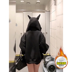 480G重磅加绒硬挺boxy男女美式高街卫衣铆钉杜宾犬耳朵开衫厚外套，女装短外套，电商A486