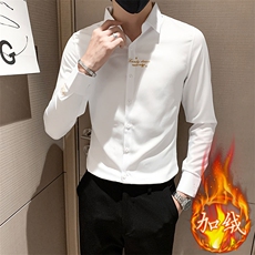 301A-1/CS311/P6524秋冬男士新款加绒长袖刺绣衬衫男修身衬衣潮，男装衬衫，星座301A-1