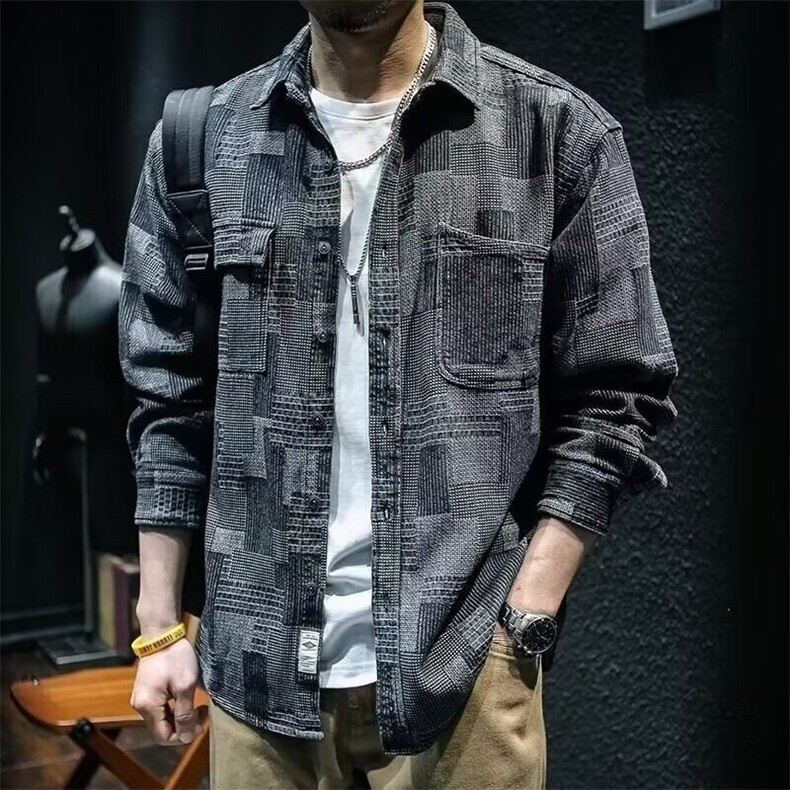牛仔衬衫男生外套秋冬款休闲百搭长袖高级感秋冬装上衣423/P50,男装衬衫,星座506