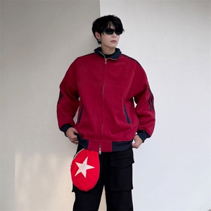 抖音得物高品质 美式高街重磅结构设计拼接织带立领卫衣外套 CM42图片
