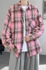 加绒衬衫男冬季新款港风宽松磨毛格子长袖衬衣JR06-特P35，男装衬衫，星座214-3