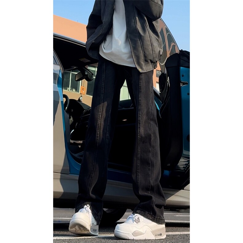 B221美式ins高街暗黑小众个性修身微喇牛仔裤LK24215-特P48控78,男装牛仔裤,电商B221