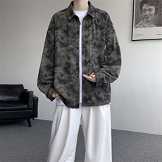 衬衫男秋季新款港风宽松大码灯芯绒扎染长袖衬衫CS8108-P42，男装衬衫，星座214-3