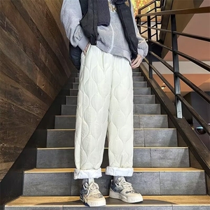 黑色葫芦纹夹棉羽绒棉裤男女外穿保暖防风束脚裤子冬季加厚运动裤图片
