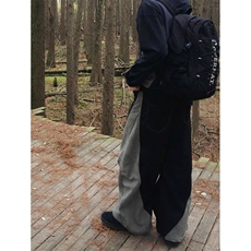 斜纹设计款拼接弯刀休闲裤美式复古欧美裤子男cleanfit阔腿拖地裤，男装休闲裤，星座506A