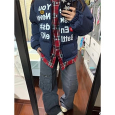 【有货】DW268-P108美式假两件字母印花棉衣女冬季宽松加厚外套，男装棉衣，星座603-2