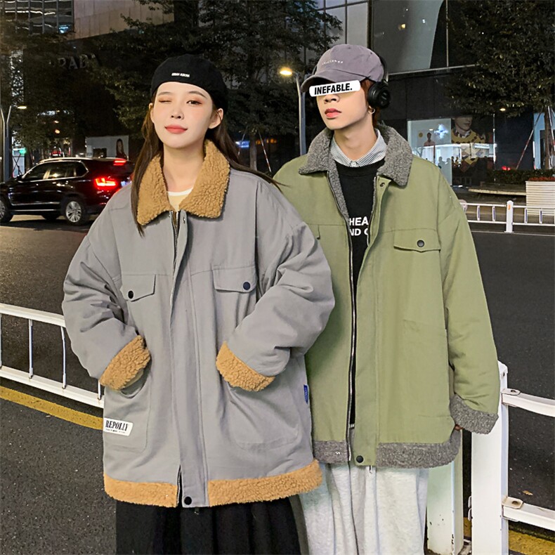 2025秋冬潮牌 大码羊羔绒加厚棉衣男女情侣棉服外套 8211 P110图片