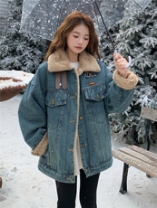 【现货】新款数据好牛仔加绒加厚棉服外套P205-K298，女装棉衣/棉服，浙宝128A