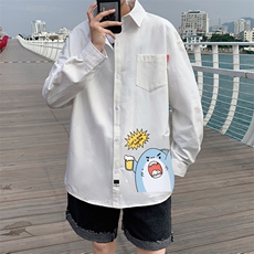 春季长袖衬衫男宽松港风衬衣男外套男CSCS274-P35，男装衬衫，电商B371