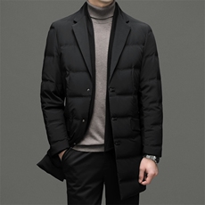 冬季休闲西装款羽绒服男中长款加厚保暖中年男士爸爸装上衣外套，男装羽绒服，电商B212（原钱塘6029）