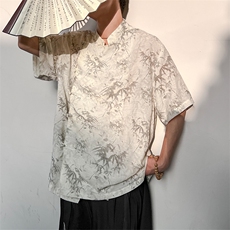 2024现货档口！风短袖衬衫棉麻大码立领盘扣粒新款CS35-P65，男装衬衫，电商A021
