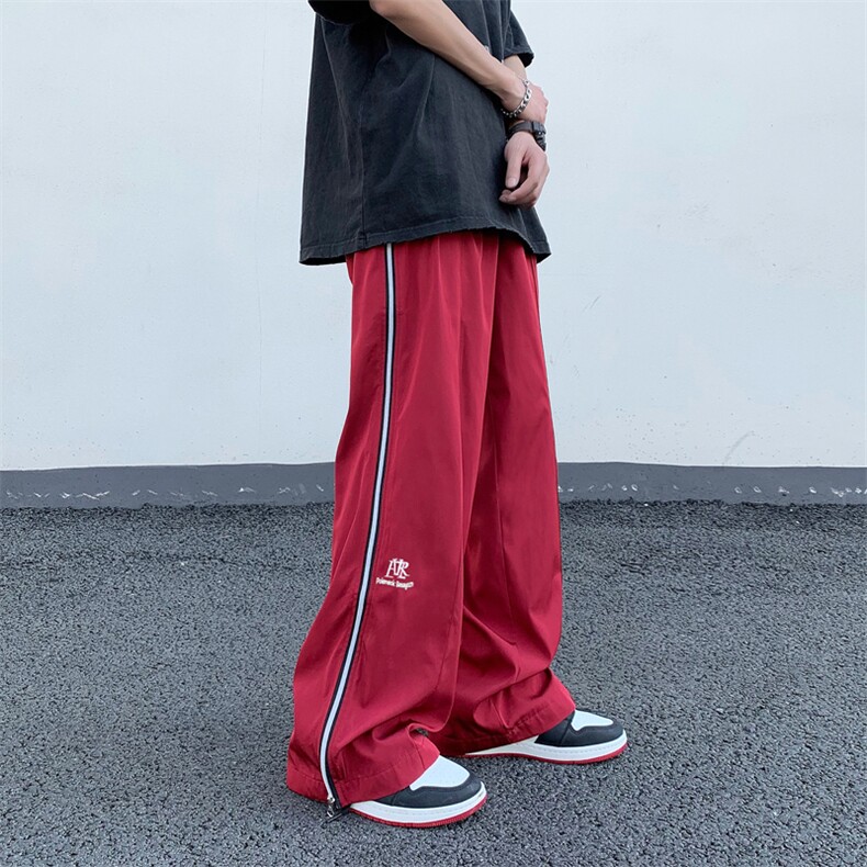 冲锋运动裤男女潮牌户外夏季宽松直筒休闲侧边拉链长裤子K008-P40,男装休闲裤,星座308B-1