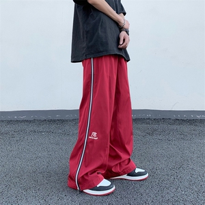 冲锋运动裤男女潮牌户外夏季宽松直筒休闲侧边拉链长裤子K008-P40图片