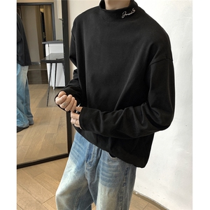 冬季德绒打底衫半高领加厚秋季绣花内搭长袖T恤卫衣男女S356-P25图片