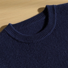 秋冬季新款舒适时尚百搭男士菠萝针加厚圆领羊绒衫男装，男装羊绒套衫，麦纱纱羊绒