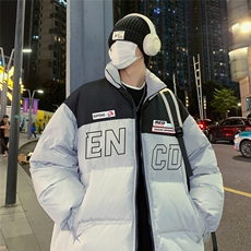 港风夜景秋冬字母印花时尚立领休闲棉服A247-MY82537特批85控138，男装棉衣，电商A247