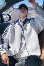 H225美式重磅卫衣男士2025秋冬新款立领拉链开衫运动外套休闲上衣，女装短外套，星座304A-1