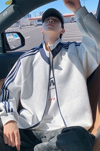 H225美式重磅卫衣男士2025秋冬新款立领拉链开衫运动外套休闲上衣图片