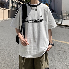 夏季美式高街重磅纯棉三条杠织带撞色男女短袖T恤ZD651-特P30，男装T恤，电商A486-1