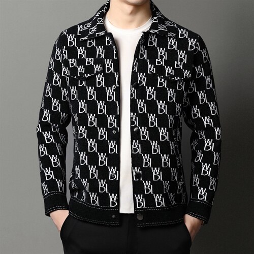 外套2023秋季新款夹克衫男翻领爸爸装中年印花上衣ZLT12-P125,男装夹克,电商B212（原钱塘6029）