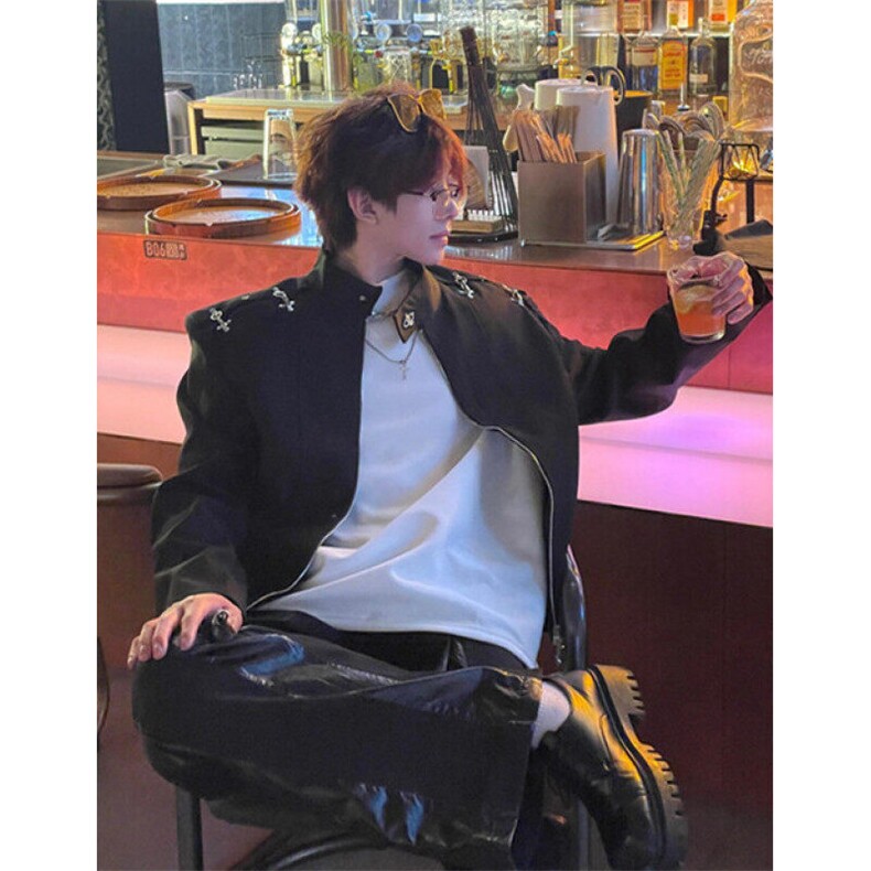 高级感痞帅男装外套短款设计感cleanfit高街飞行员夹克J2578,男装夹克,星座1116A（原606A-3）