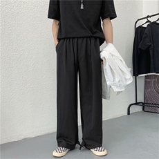 高街夏季拖地裤垂感西装裤男直筒宽松前开叉阔腿裤子K1267-P30，男装牛仔裤，星座512-2