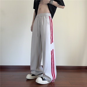2025夏季新款撞色条纹设计宽松休闲冰丝裤B315-K25697-特p30控58图片