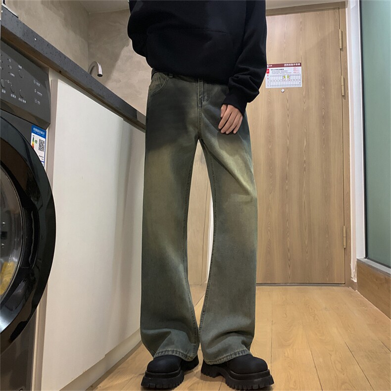 XZ-221-1/K6300/P55控78高品质复古渐变撞色废土做旧微喇牛仔裤,男装牛仔裤,星座221-1