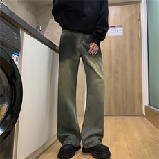 XZ-221-1/K6300/P55控78高品质复古渐变撞色废土做旧微喇牛仔裤，男装牛仔裤，星座221-1