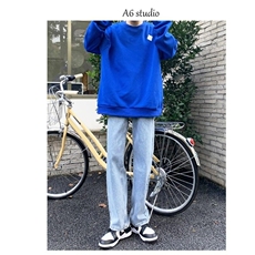 烟灰色牛仔裤男直筒宽松坠感长裤春秋高级感潮牌痞帅复古休闲裤子，男装休闲裤，星座506A