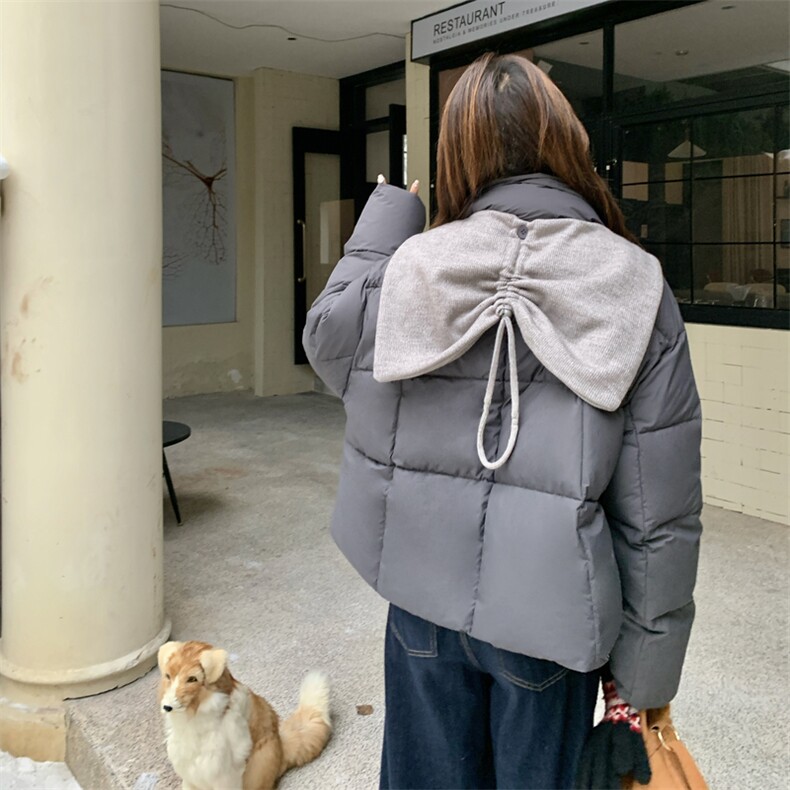 针织披肩灰色90绒羽绒服女2025冬季新款设计感显瘦气质巨好看外套,女装羽绒服,艾米莉亚