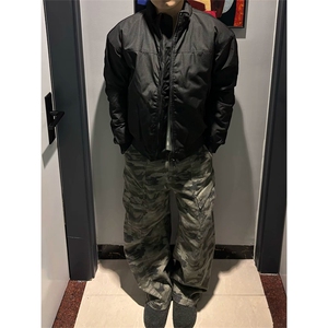抖音得物 美式潮休闲夹克春季立领纯色复古工装加厚棉服外套AMY01图片