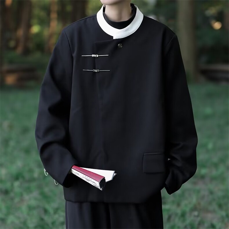 新中式轻风外套男秋款设计感西装潮牌小香风垫肩西服W5224-P51,男装西服,星座412-2
