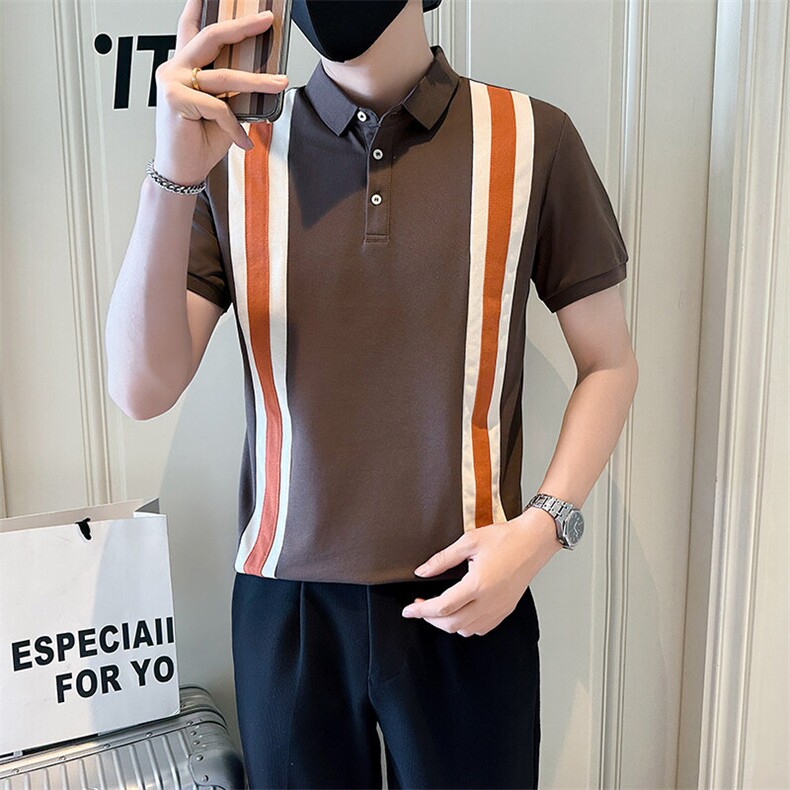 店主风社会小伙男士拼接型男翻领POLO衫男上衣301A-1/PL120/P58,男装Polo衫,星座301A-1