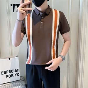 店主风社会小伙男士拼接型男翻领POLO衫男上衣301A-1/PL120/P58图片