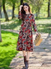 水衣源2408款针织提花中长款宽松连衣裙妈妈装，女装连衣裙，水衣源