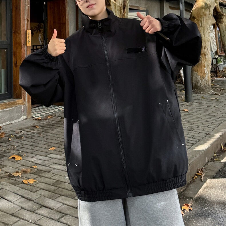 JK205/P65春装新款个性魔术贴立领飞行员夹克男潮外套上衣，男装夹克，电商基地A050