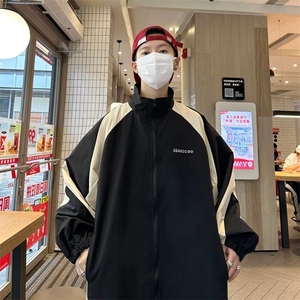 冲锋衣外套男春秋季美式户外撞色拼接痞帅潮牌宽松休闲夹克 JK012图片