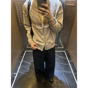 现货~秋冬新款费尔岛老钱风针织毛衣开衫百搭外套MY2596批70图片