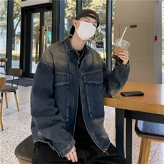 美式复古秋季拉链设计感宽松牛仔外套男N2015-P75，男装夹克，星座1109-3